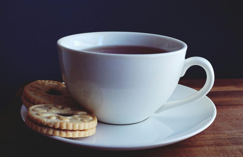 Cup of tea with biscuits